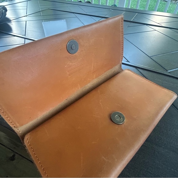 ABLE tan leather fold out ladies wallet distressed western boho chic - Picture 6 of 9